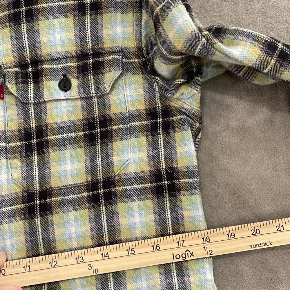 Levis Plaid Relaxed Fit Flannel Long Sleeve Button up Shirt‎ Men’s Sz S Green